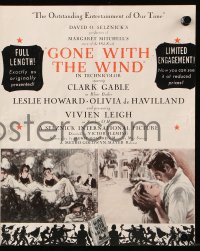 9m154 GONE WITH THE WIND herald 1939 Clark Gable, Vivien Leigh, printed in 1939, used in 1941!