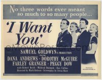 9m165 I WANT YOU herald 1951 Dana Andrews, Dorothy McGuire, Farley Granger, Peggy Dow