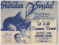9m168 IT ALL CAME TRUE herald 1940 sexy Ann Sheridan sizzles, Humphrey Bogart, Jeffrey Lynn, rare!