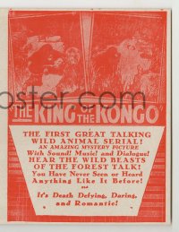 9m175 KING OF THE KONGO herald 1929 a Mascot wild animal serial in ten thrilling chapters!
