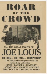 9m204 ROAR OF THE CROWD herald 1930s all the great Joe Louis boxing fights in one picture!