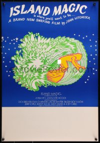9p038 ISLAND MAGIC Aust special poster 1972 L. John Hitchcock surfing documentary, different art!