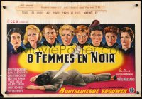 9p347 8 WOMEN IN BLACK Belgian 1960 really cool completely different film noir murder artwork!