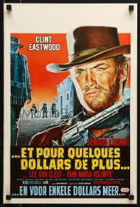 9p365 FOR A FEW DOLLARS MORE Belgian R1970s Leone, really great c/u artwork of Clint Eastwood!