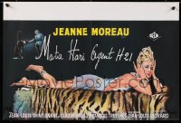 9p389 MATA HARI, AGENT H21 Belgian 1964 great image of sexy spy Jeanne Moreau laying across a tiger pelt!