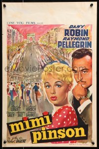 9p391 MIMI PINSON Belgian 1958 Dany Robin, Raymond Pellegrin, completely different art of cast!