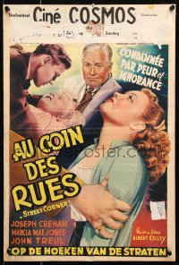 9p415 STREET CORNER Belgian 1948 early anti-abortion movie, art of girl in trouble trying to decide!