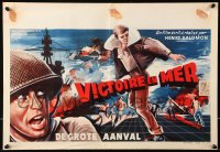 9p423 VICTORY AT SEA Belgian 1960 WWII military documentary, battle artwork!