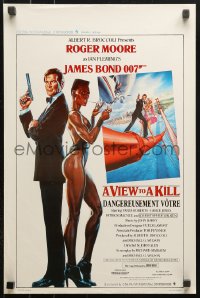 9p424 VIEW TO A KILL Belgian 1985 art of Moore as Bond, Tanya Roberts and Walken by Goozee!