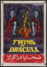 9p127 TWINS OF EVIL Egyptian poster 1971 a new era of vampires, unrestricted terror, cool artwork!