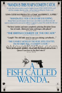 9p239 FISH CALLED WANDA English double crown 1988 Crichton, fish staring at big pistol, ultra-rare!