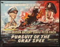 9p238 PURSUIT OF THE GRAF SPEE English 1/2sh 1957 Powell & Pressburger's Battle of the River Plate!