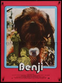 9p442 BENJI French 23x31 1976 Joe Camp classic dog movie, different image of him wearing necklace!
