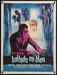 9p443 BLUES FOR LOVERS French 24x32 1969 colorful art of Ray Charles playing piano by Grinsson!