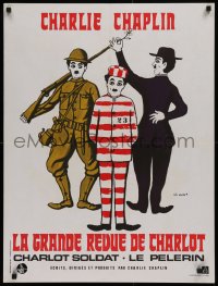 9p444 CHAPLIN REVUE French 24x32 R1973 Charlie comedy compilation, great art by Kouper & Boumendil!