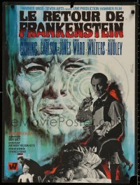 9p454 FRANKENSTEIN MUST BE DESTROYED French 23x31 1970 diffrent art of Cushing by Jean Mascii!