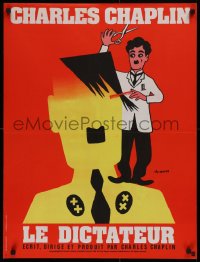 9p459 GREAT DICTATOR French 23x30 R1973 best art of Charlie Chaplin & Earth by Friedel Schmidt!