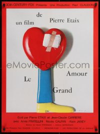 9p460 GREAT LOVE French 23x31 1969 Pierre Etaix's Le Grand Amour, great image of bandaged heart!