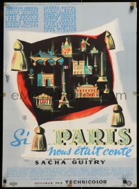 9p461 IF PARIS WERE TOLD TO US French 22x31 1956 cool art of landmarks by Clement Hurel!