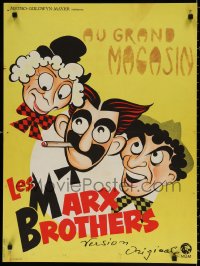 9p466 LES MARX BROTHERS French 23x31 1970s great Hirschfeld-like art of Groucho, Chico & Harpo!