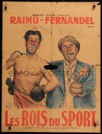 9p468 LES ROIS DU SPORT French 24x31 1937 wacky art of Raimu & Fernandel by Francois!