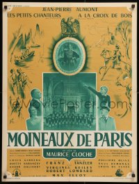 9p492 SPARROWS OF PARIS French 24x31 1953 Moineaux de Paris, Aumont, artwork by Boris Grinsson!