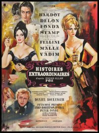 9p493 SPIRITS OF THE DEAD French 23x31 1969 Fellini, Allard art of sexy Brigitte Bardot & Fonda!