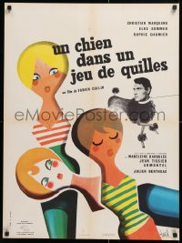 9p498 UN CHIEN DANS UN JEU DE QUILLES French 23x31 1962 Elke Sommer, great Hurel artwork!