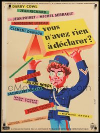 9p499 VOUS N'AVEZ RIEN A DECLARER? French 23x31 1959 wacky Clement Hurel romantic comedy art!