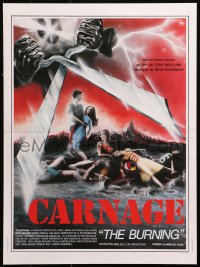 9p504 BURNING French 16x21 1982 great summer camp giant scissor killer horror artwork by Ambrieu!