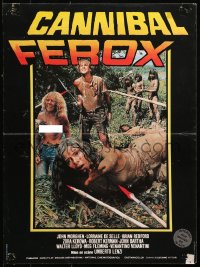 9p505 CANNIBAL FEROX French 16x21 1982 Lenzi's Make Them Die Slowly, natives torturing people!