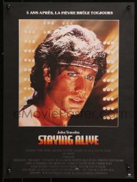 9p525 STAYING ALIVE French 15x21 1983 close up of John Travolta in Saturday Night Fever sequel!