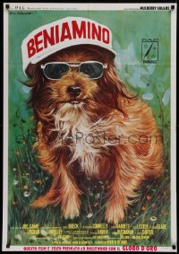 9p637 BENJI Italian 1sh 1975 Joe Camp classic dog movie, different art of the dog wearing hat!