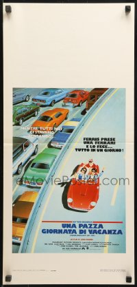 9p673 FERRIS BUELLER'S DAY OFF Italian locandina 1987 best art of Broderick & friends in Ferrari!