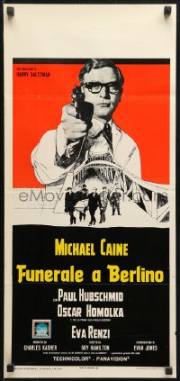 9p681 FUNERAL IN BERLIN Italian locandina 1967 Michael Caine pointing gun, Guy Hamilton, ultra-rare!