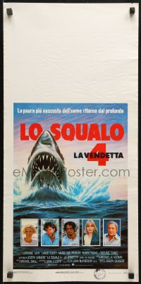 9p691 JAWS: THE REVENGE Italian locandina 1987 great artwork of shark attacking ship, this time it's personal!