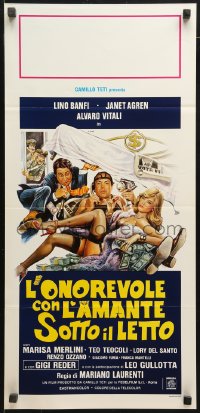 9p692 L'ONOREVOLE CON L'AMANTE SOTTO IL LETTO Italian locandina 1982 sexy crime art by Enzo Sciotti!