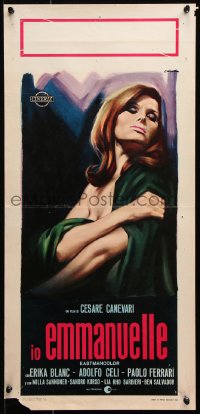 9p706 MAN FOR EMMANUELLE Italian locandina 1969 art of sexy Erika Blanc by Giorgio Olivetti!