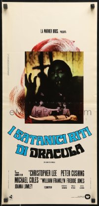 9p716 SATANIC RITES OF DRACULA Italian locandina 1974 Ferrini art of vampire Christopher Lee!