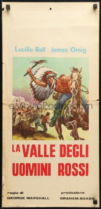 9p731 VALLEY OF THE SUN Italian locandina R1950s different art of Native American on horseback!