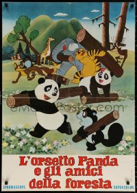 9p789 PANDA'S GREAT ADVENTURE Italian 26x39 pbusta 1974 Yugo Serikawa's Panda no Daibouken!