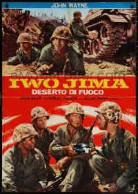 9p793 SANDS OF IWO JIMA Italian 26x38 pbusta R1960s World War II Marine John Wayne, different!
