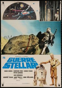 9p796 STAR WARS Italian 27x38 pbusta 1977 Lucas, Luke, Leia, C-3PO & R2-D2, stormtrooper, dewback!