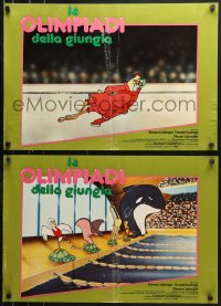 9p769 ANIMALYMPICS group of 2 Italian 18x26 pbustas 1980 artwork from wacky family Olympic sports comedy!