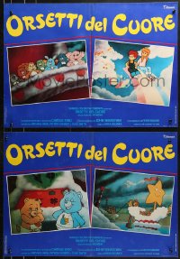 9p760 CARE BEARS MOVIE group of 4 Italian 19x26 pbustas 1986 children's cartoon, great fantasy artwork!