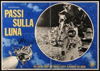 9p804 FOOTPRINTS ON THE MOON Italian 19x26 pbusta 1969 the real story of Apollo 11, moon landing!