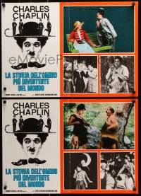 9p743 FUNNIEST MAN IN THE WORLD group of 8 Italian 18x26 pbustas 1967 The Tramp Charlie Chaplin!