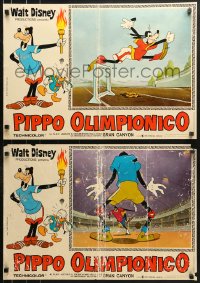 9p767 SUPERSTAR GOOFY group of 3 Italian 18x26 pbustas 1972 Disney, great cartoon Olympics images!