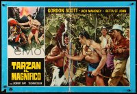9p809 TARZAN THE MAGNIFICENT Italian 18x26 pbusta R1970s barechested Gordon Scott, the greatest!