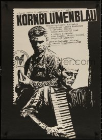 9p151 KORNBLUMENBLAU Polish 27x37 1989 Jakub Erol artwork of prisoner playing accordion!